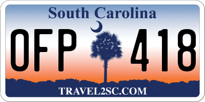 SC license plate OFP418