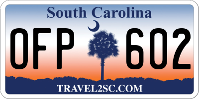 SC license plate OFP602