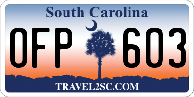 SC license plate OFP603