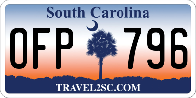SC license plate OFP796