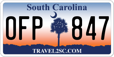 SC license plate OFP847