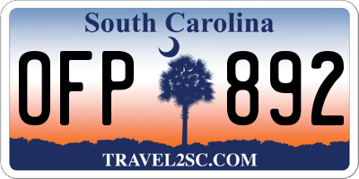 SC license plate OFP892
