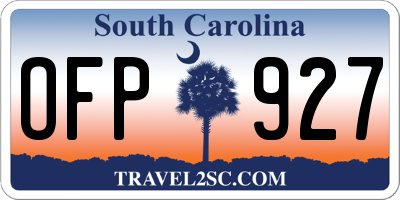 SC license plate OFP927