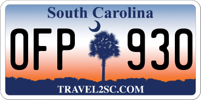 SC license plate OFP930