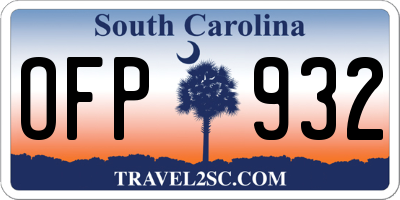 SC license plate OFP932