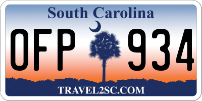 SC license plate OFP934