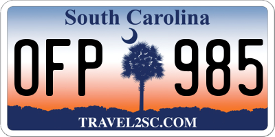 SC license plate OFP985