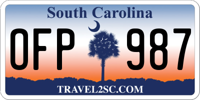 SC license plate OFP987
