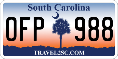 SC license plate OFP988