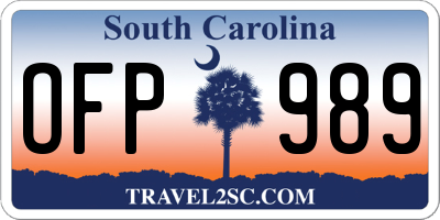 SC license plate OFP989