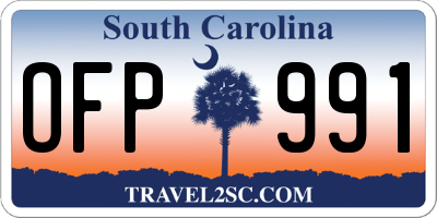 SC license plate OFP991