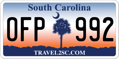 SC license plate OFP992