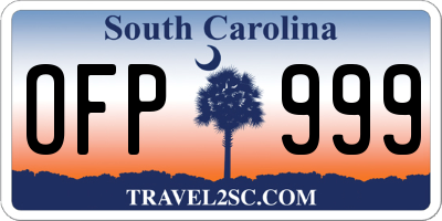 SC license plate OFP999