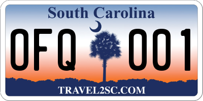 SC license plate OFQ001