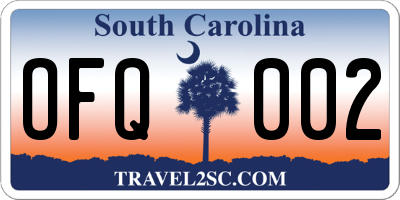 SC license plate OFQ002