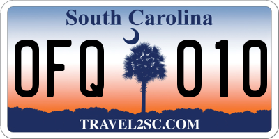 SC license plate OFQ010