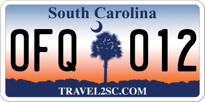 SC license plate OFQ012