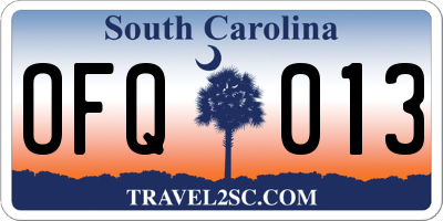 SC license plate OFQ013