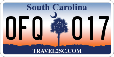 SC license plate OFQ017