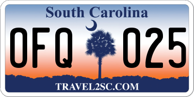 SC license plate OFQ025