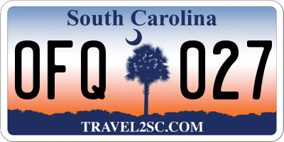 SC license plate OFQ027