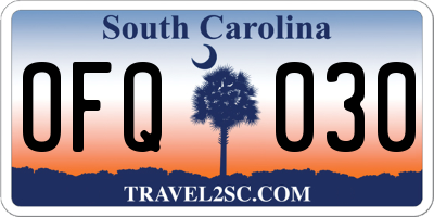 SC license plate OFQ030