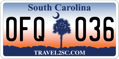 SC license plate OFQ036