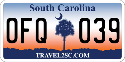 SC license plate OFQ039