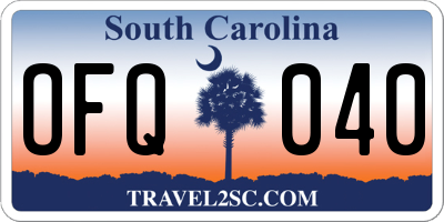 SC license plate OFQ040