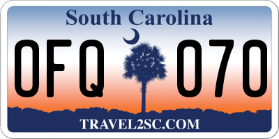SC license plate OFQ070