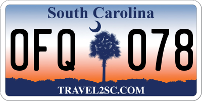 SC license plate OFQ078