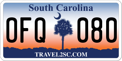 SC license plate OFQ080