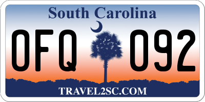 SC license plate OFQ092