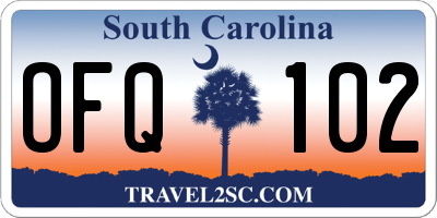 SC license plate OFQ102