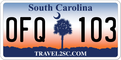 SC license plate OFQ103