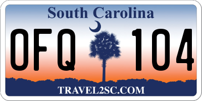 SC license plate OFQ104