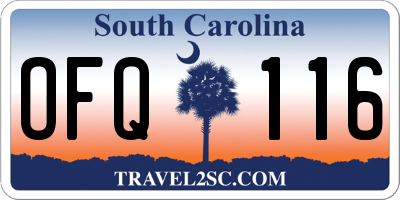 SC license plate OFQ116