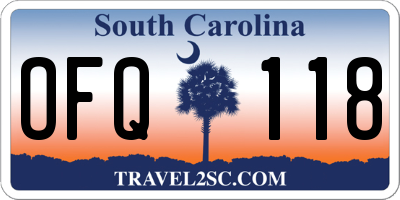 SC license plate OFQ118