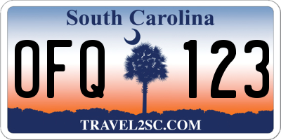 SC license plate OFQ123