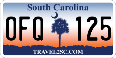 SC license plate OFQ125