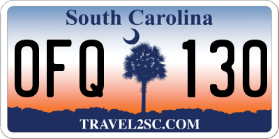 SC license plate OFQ130