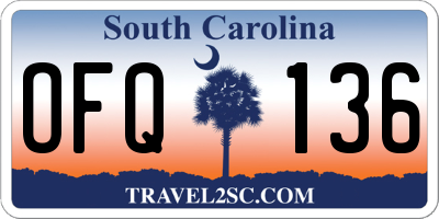 SC license plate OFQ136