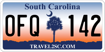 SC license plate OFQ142