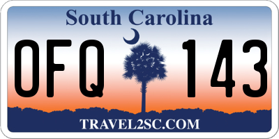 SC license plate OFQ143