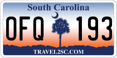 SC license plate OFQ193