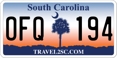 SC license plate OFQ194