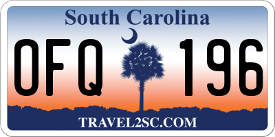 SC license plate OFQ196