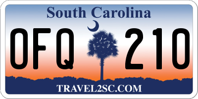 SC license plate OFQ210