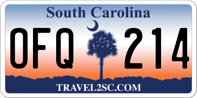 SC license plate OFQ214