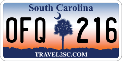 SC license plate OFQ216